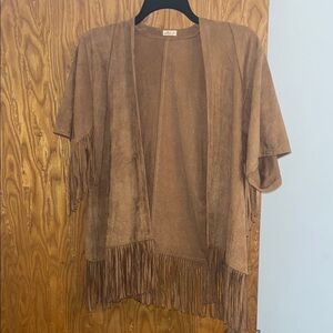 Hollister Brown Fringe Open Cardigan size Small oversized